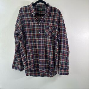 Oakton Limited Mens X-Large Long Sleeve Blue Plaid Button Down Lightweight